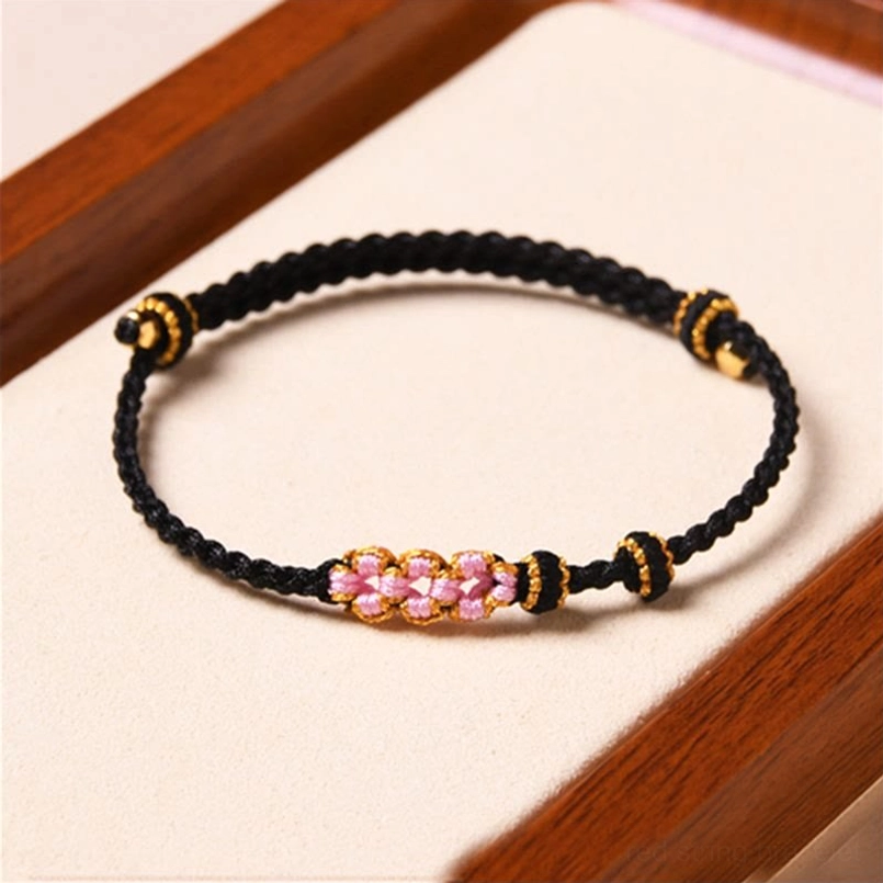 Black peach blossom red string protection bracelet for daily spiritual wear
