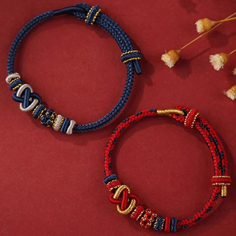 Multiple Styles Of Peach Blossom Red String Bracelets Collection Display