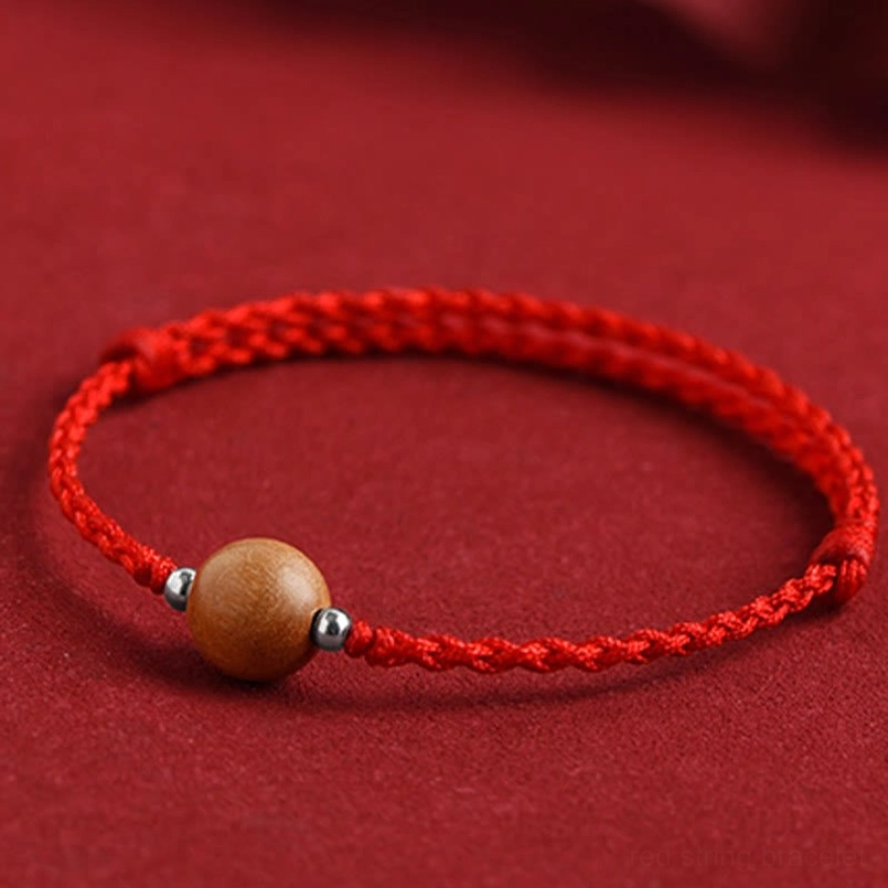 Peach wood bead bracelet anklet - unisex handmade fortune and luck accessory