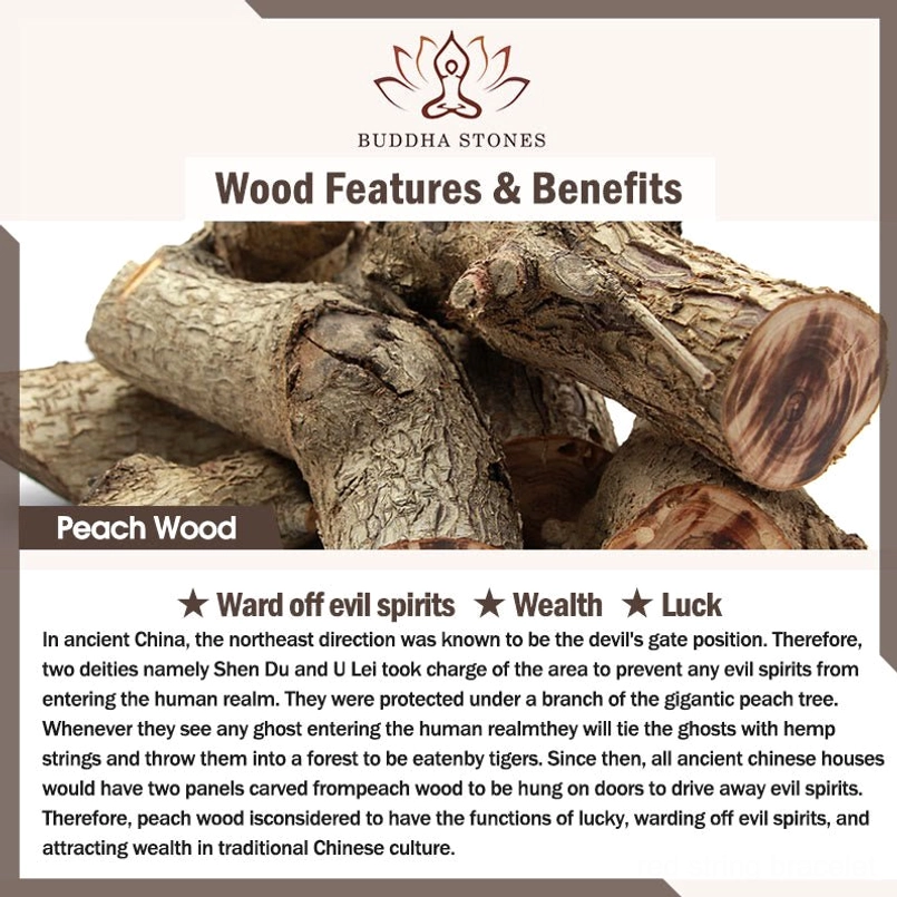 Peach wood lucky charm benefits infographic protection wealth