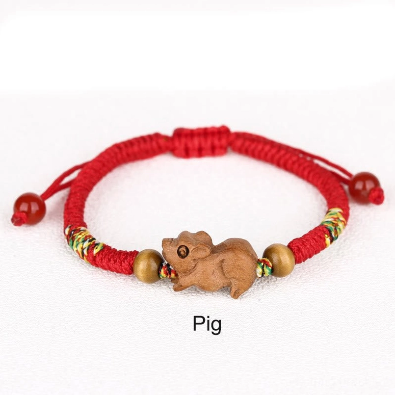 Pig zodiac red string bracelet compassionate charm