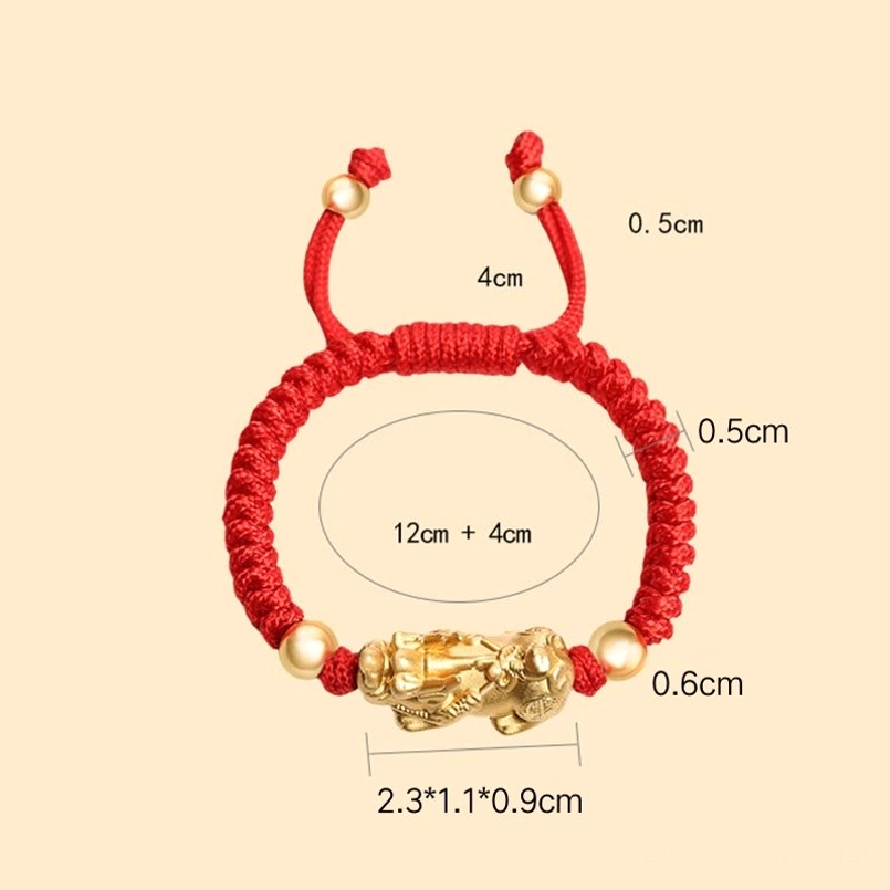 Sterling Silver Pixiu kids bracelet flat lay with size measurement markings and gold charm
