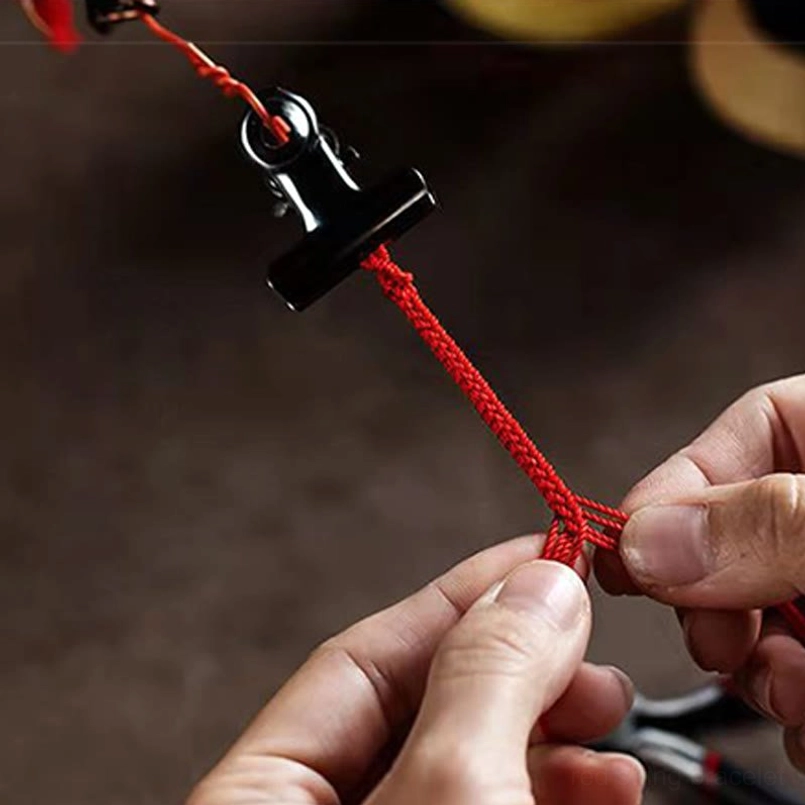 Pixiu wealth attraction bracelet with natural cinnabar stone and braided cord