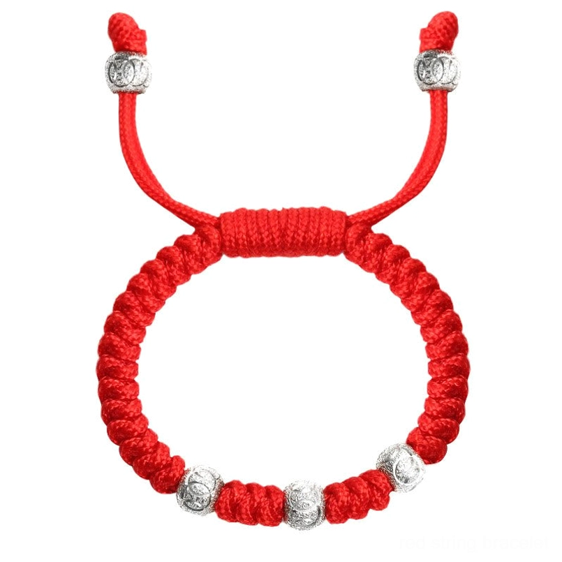 Premium 925 sterling silver kids red string bracelet with King Kong knot design and adjustable braided closure