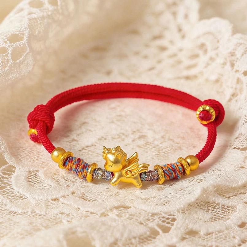 Zodiac horse protection bracelet premium braided cord close up