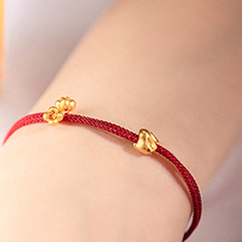 premium handmade red string bracelet with 999 gold lucky rabbit charm