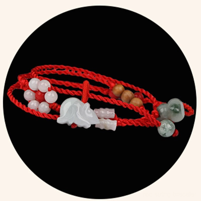 Premium peach wood red string belly chain product showcase - full view on neutral background