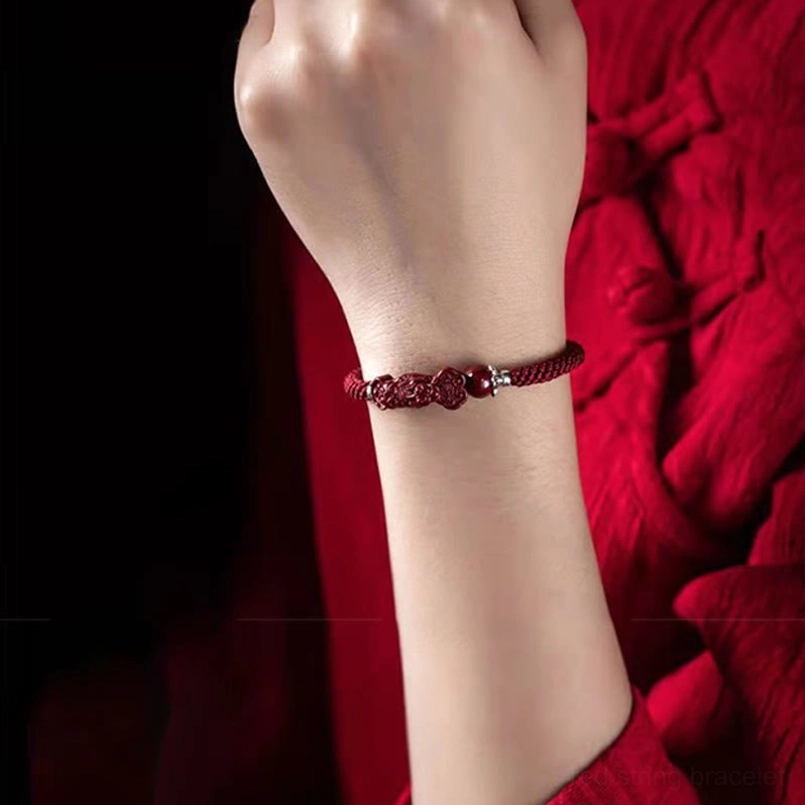 Premium handcrafted Pixiu cinnabar braided bracelet wealth talisman