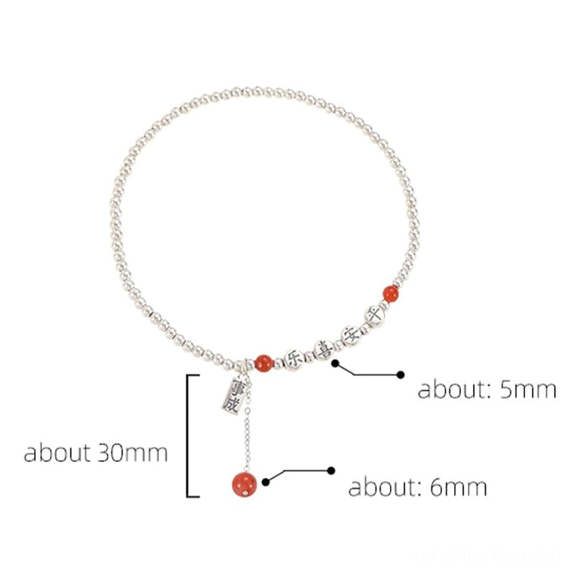 Premium 925 sterling silver red agate peace joy success blessing anklet handmade jewelry
