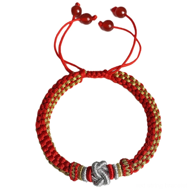 Premium handmade true love knot bracelet with authentic Tibetan Buddhist color symbolism