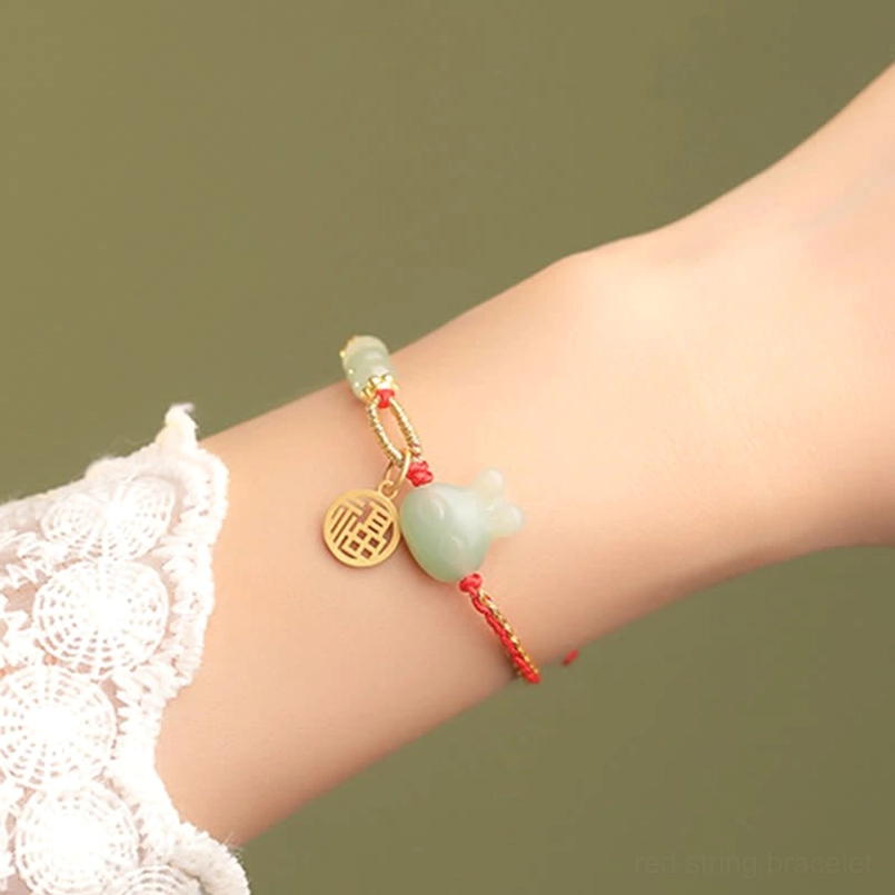 Year of the Rabbit bracelet side view on wrist showing silver rabbit charm