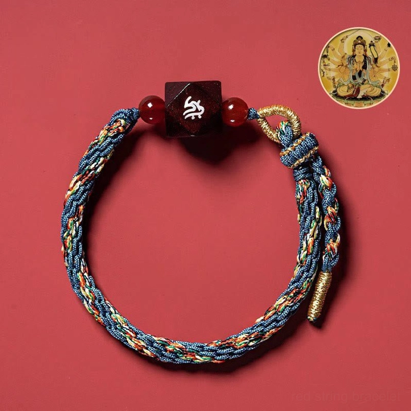 Rat Thousand-armed Avalokitesvara Red String Bracelet Braided Cord Detail