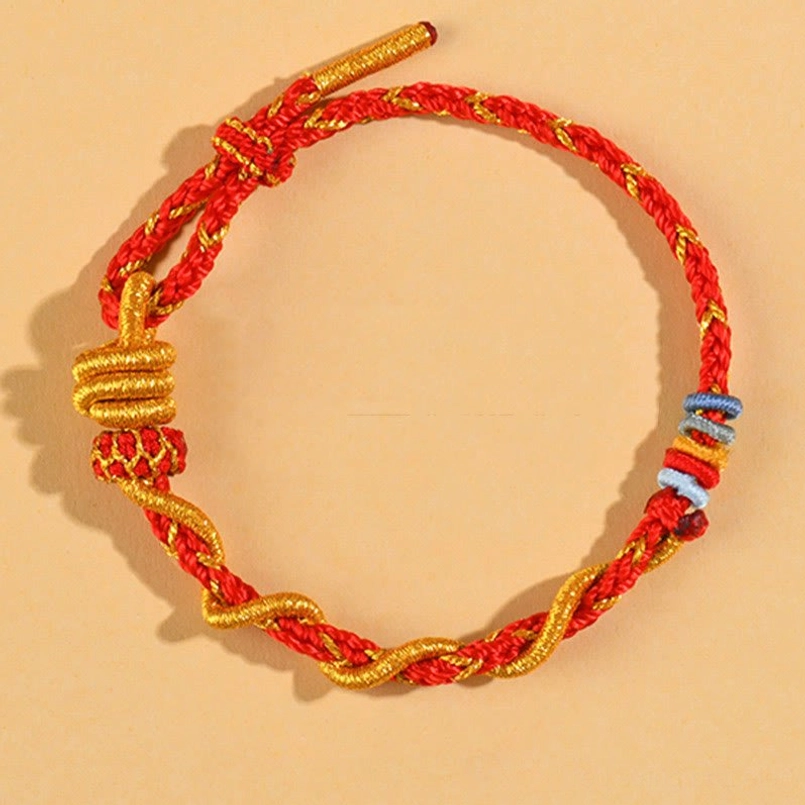 Handmade red adamantine knot luck bracelet with protective energy symbolism