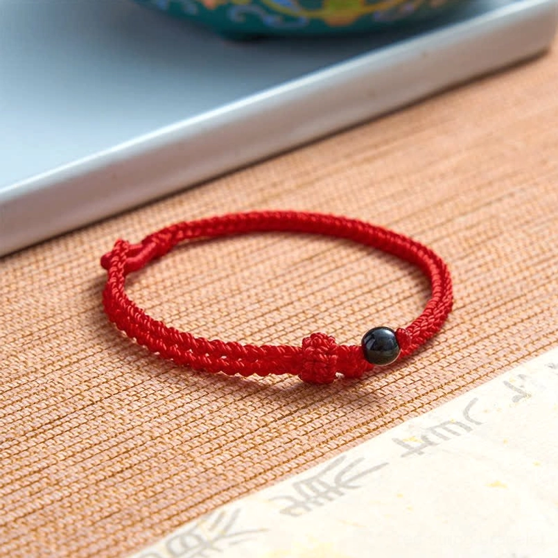 Red string balance bracelet red agate calm and confidence stone detail