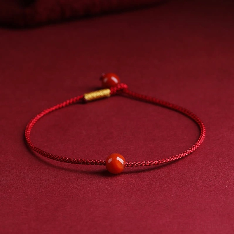 Red agate calm and confidence blessing bracelet with smooth polished stones