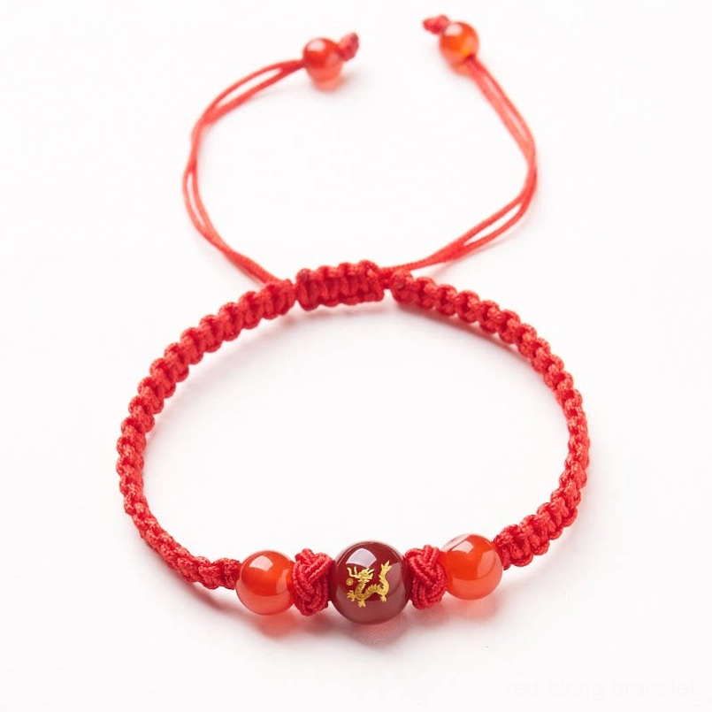 Red agate Chinese zodiac Dragon bracelet for confidence and prosperity