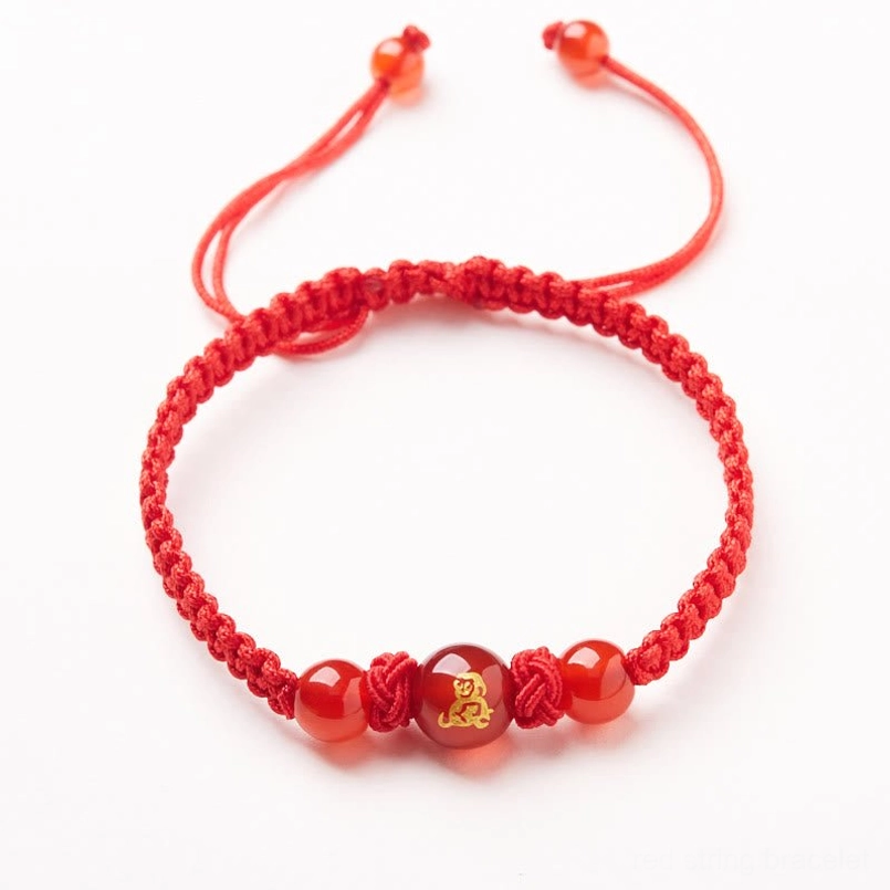 Red agate Chinese zodiac Monkey bracelet for sharp wit and curious minds