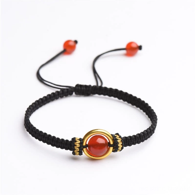 Red Agate Peace Buckle Red String Bracelet Spiritual Protection Jewelry Detail Shot 2
