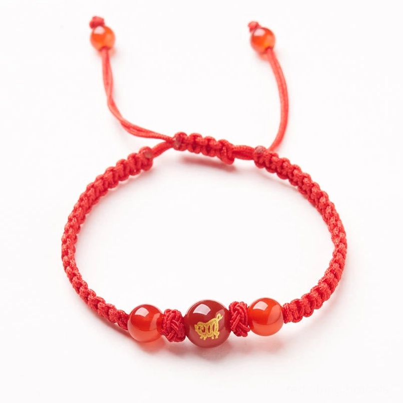 Red agate Chinese zodiac Pig bracelet for compassion and generous spirits