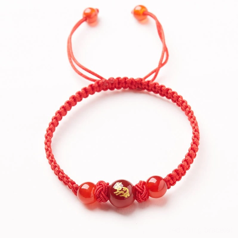 Red agate Chinese zodiac Rabbit bracelet for gentle harmony and kind energy