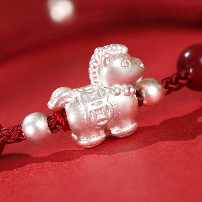 Red agate stone bead horse red agate bracelet natural material close-up