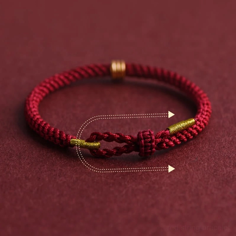 Red braided bracelet size measurement guide wrist circumference reference