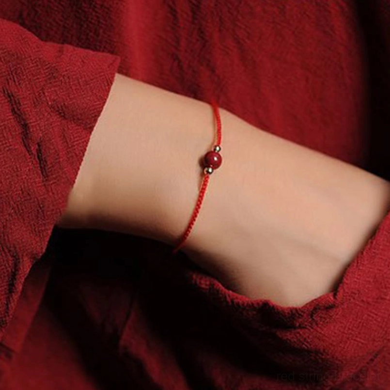 Single cinnabar bead red string bracelet product display view