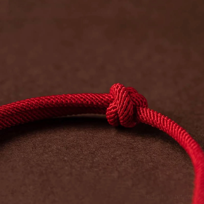 Red Jade Bracelet Knot Detail - Close-Up Side View