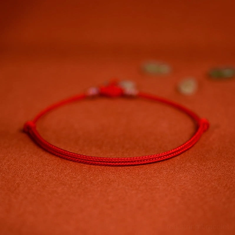 Red plaited rope pet collar with jade donut pendant, adjustable for cats and dogs