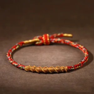 Red Rabbit Manjushri Bodhisattva red string bracelet top closeup