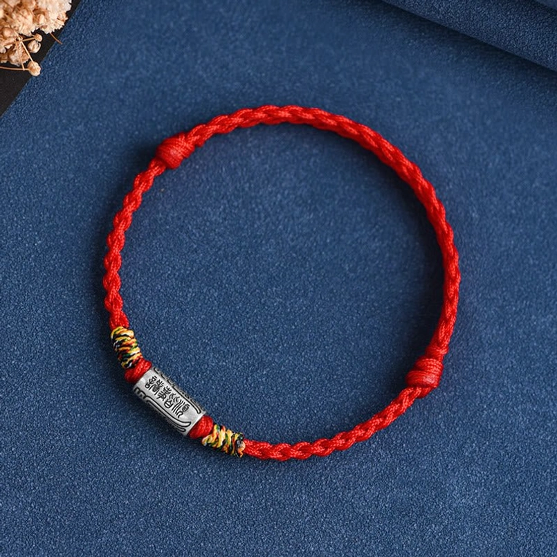 Red rope lucky bracelet with 925 sterling silver charm handcrafted protection piece