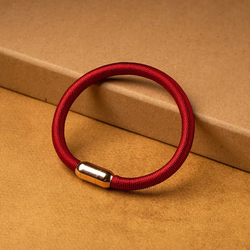 Simple red rope design Tibetan King Kong Knot bracelet with adjustable magnetic closure