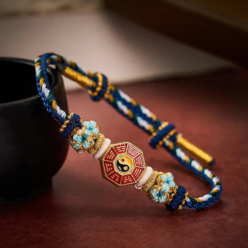 Red string Bagua bracelet copper alloy charm natural materials eco-friendly