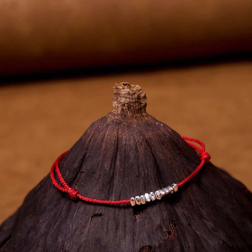 Premium red cord bracelet with 925 sterling silver hollow craftsmanship
