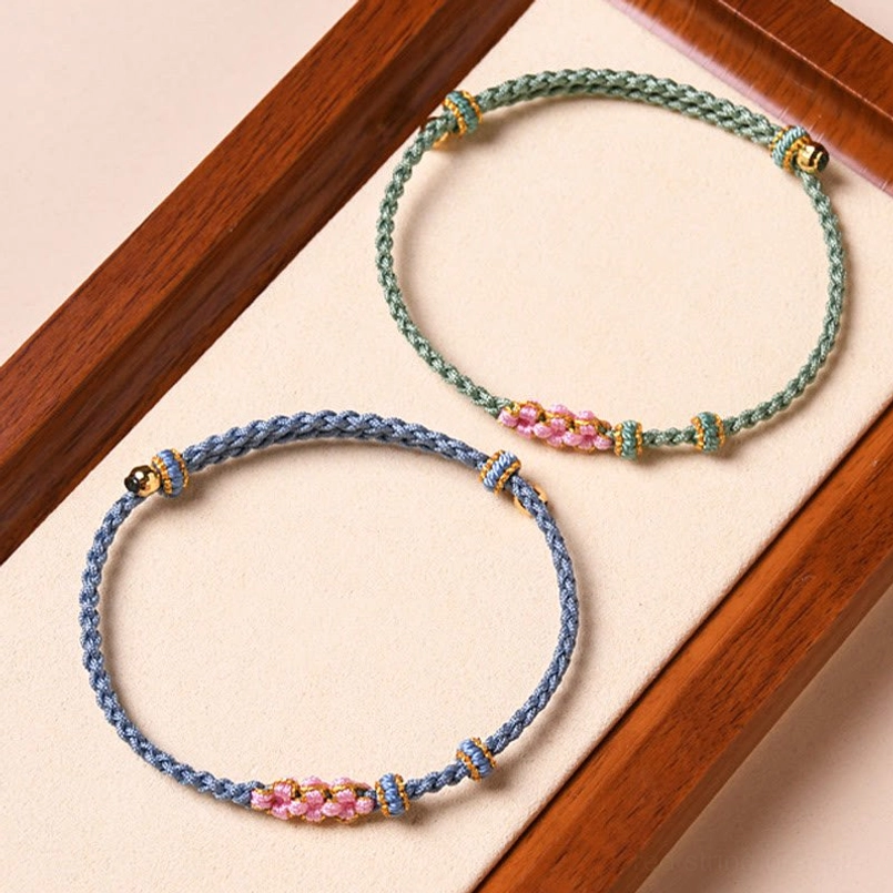 Red string protection bracelet collection all color variants peach blossom