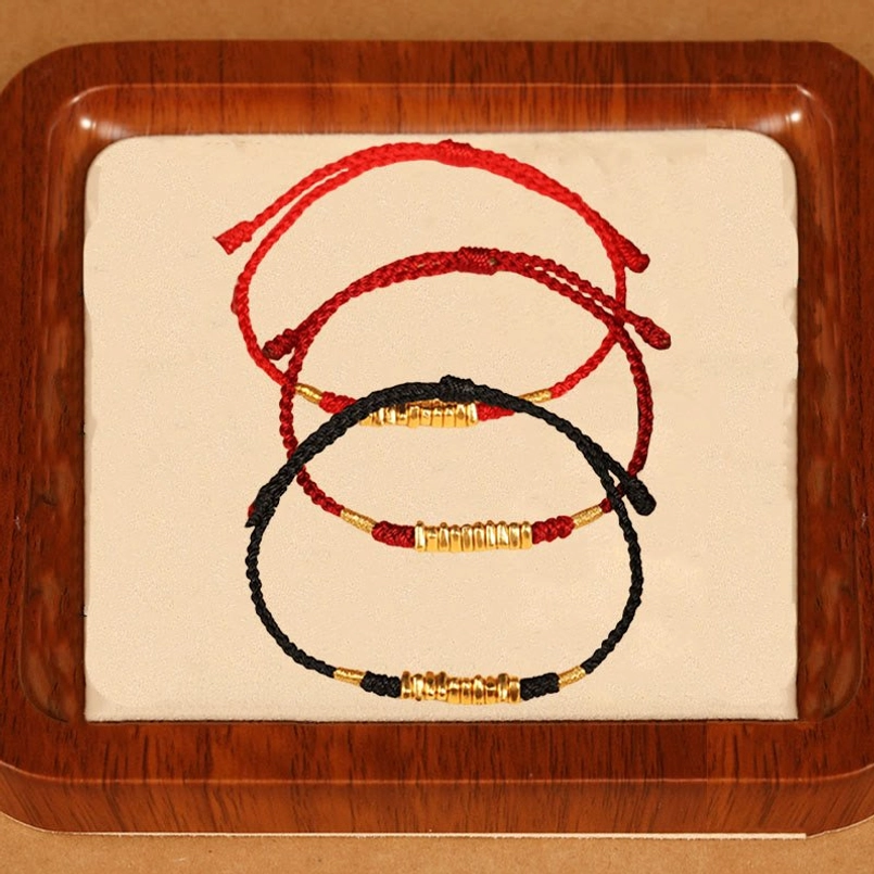 Red string protection bracelet three color options black dark red