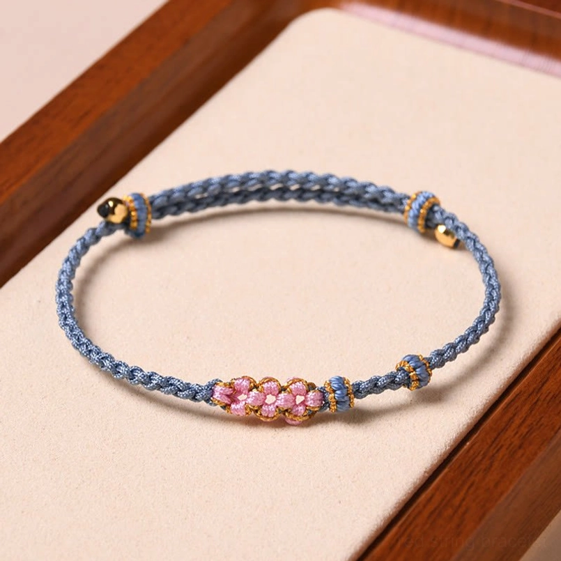 Dark red peach blossom protection red string bracelet traditional spiritual