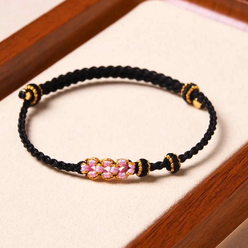 Handmade peach blossom red string bracelet gift box presentation spiritual