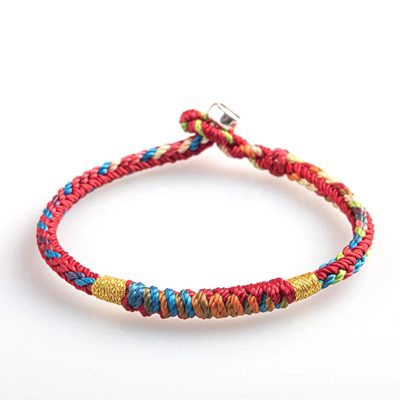 Red string protection bracelet packaged gift presentation with blessing card