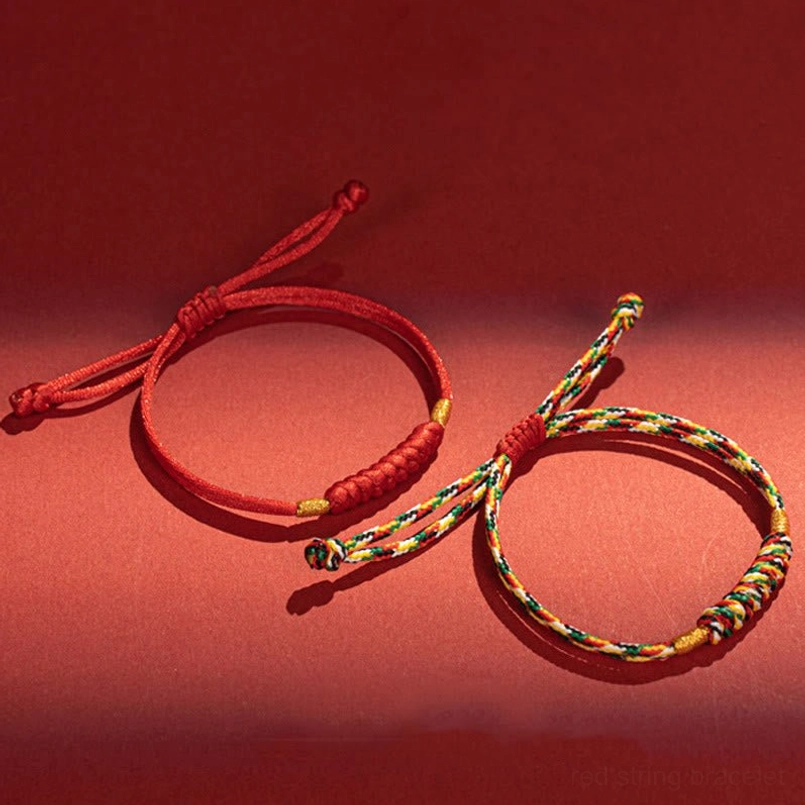 Red string lucky knot bracelet gift set presentation for gifting