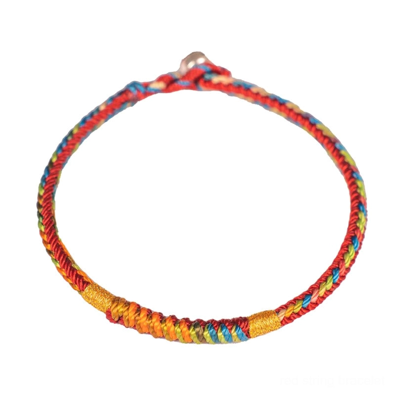 Multicolor red string bracelet gift set packaging presentation shot