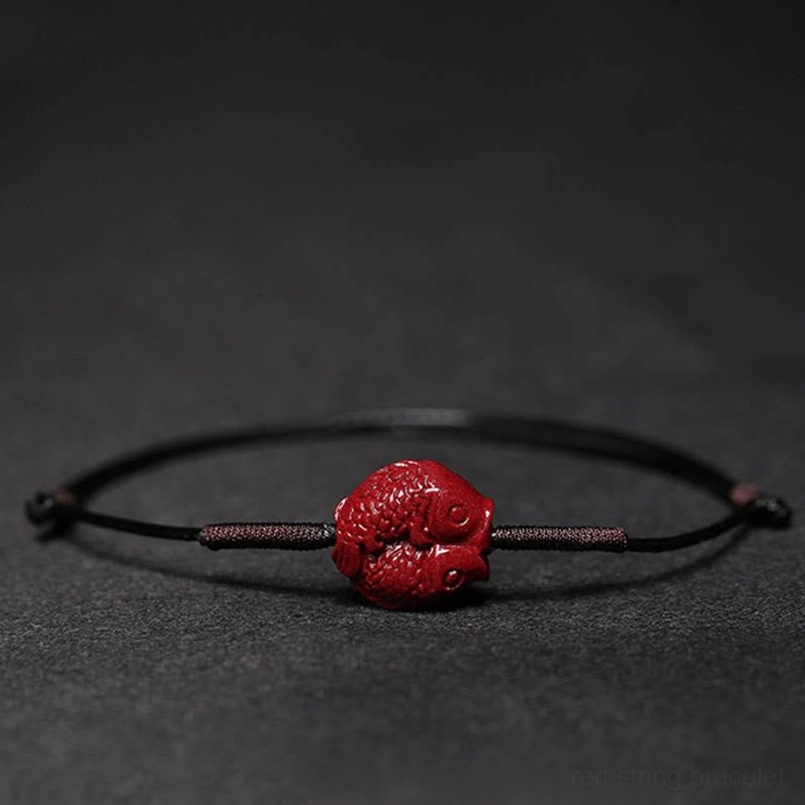 Red blessing bracelet with koi fish charm prosperity symbol