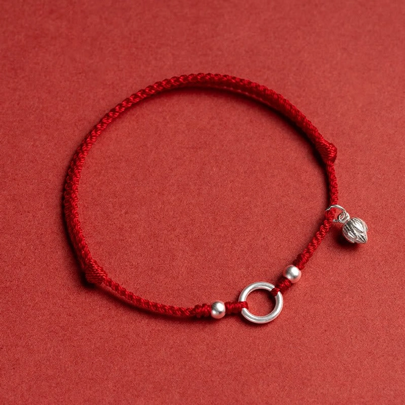 red string bracelet lotus charm 925 sterling silver engraved pendant