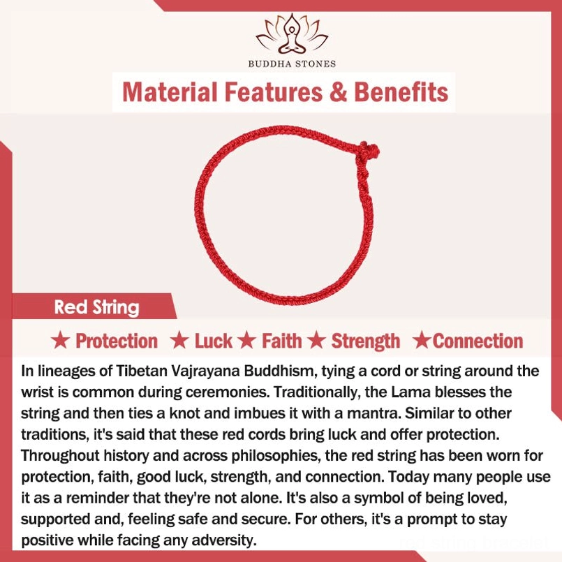 Red string bracelet material feature poster luck protection faith explanation