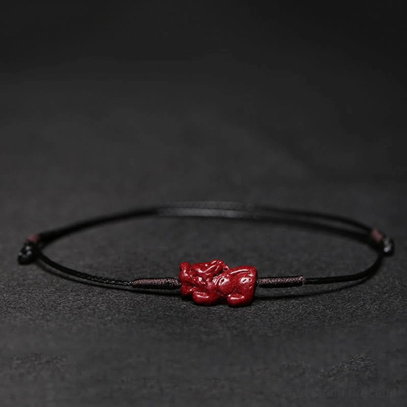 Red string blessing bracelet with pixiu wealth charm