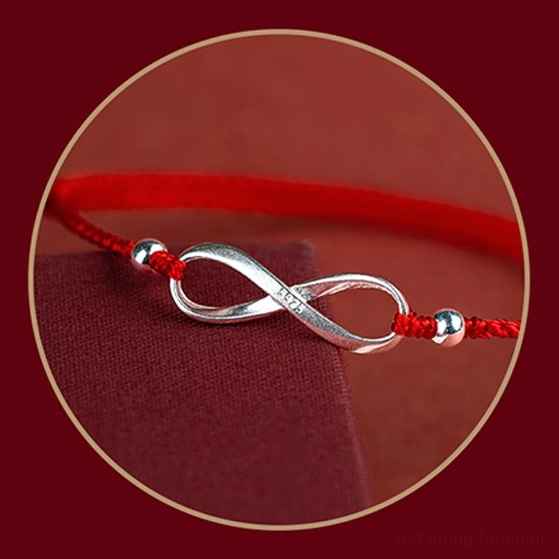 Red string bracelet endless knot protection talisman gift packaging