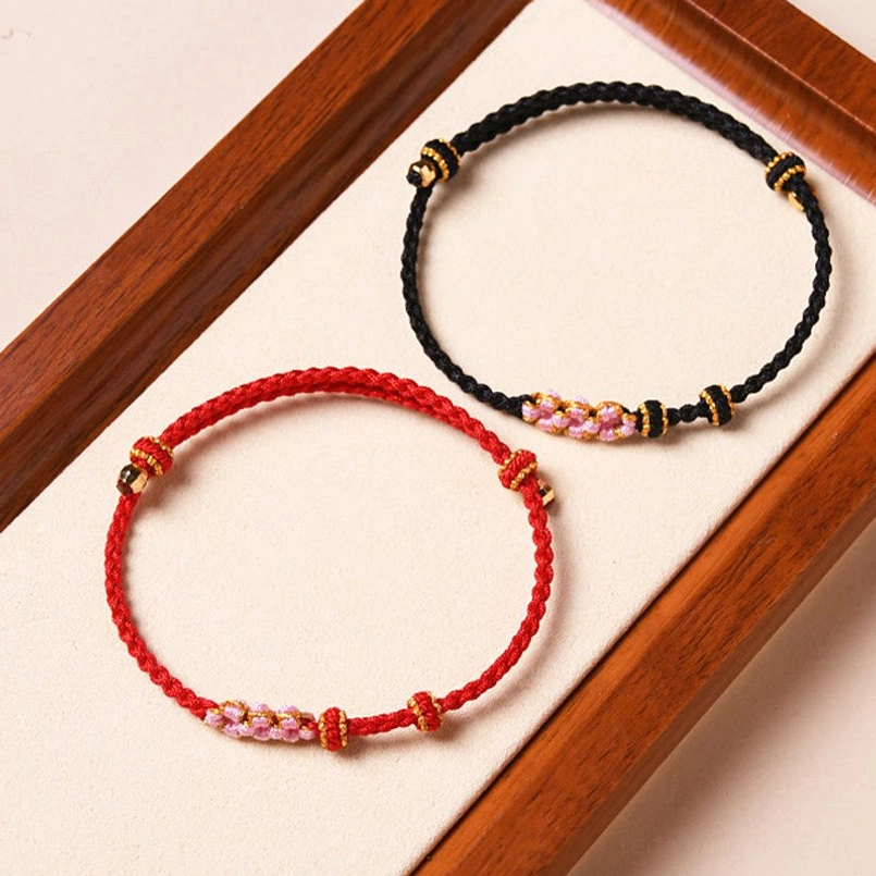 Peach blossom red string protection bracelet sizing guide wrist wear