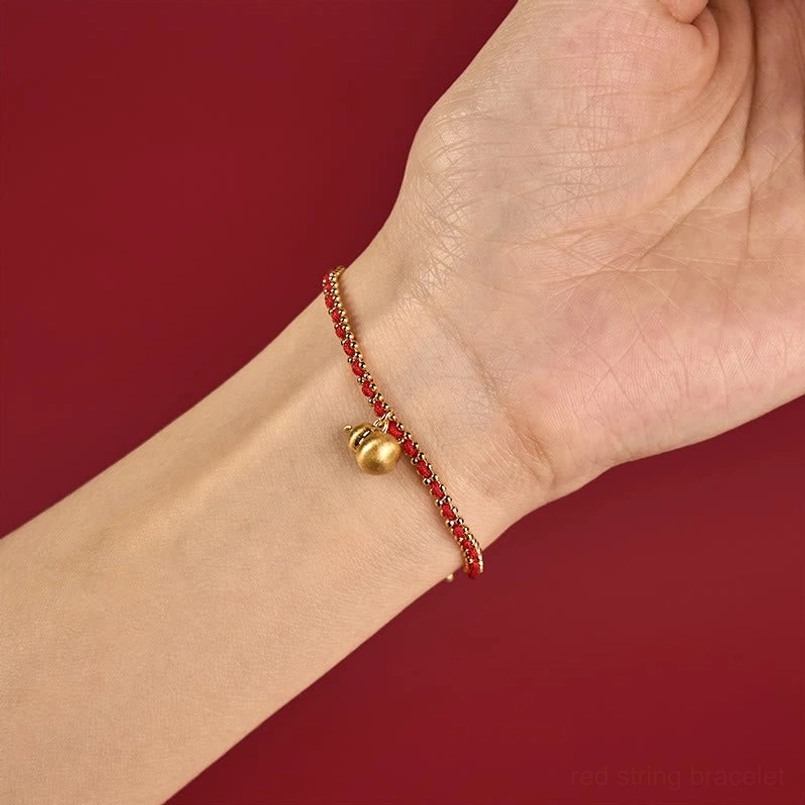 Lucky red string copper bracelet worn on wrist showing fit and comfort