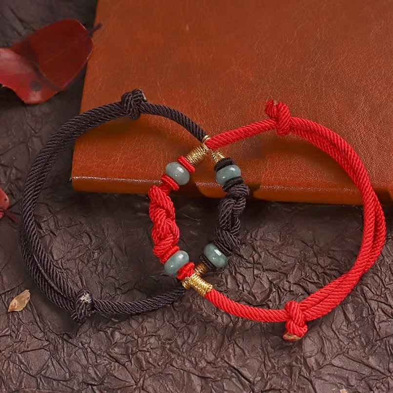 Red string couple bracelet pair matched set for lovers