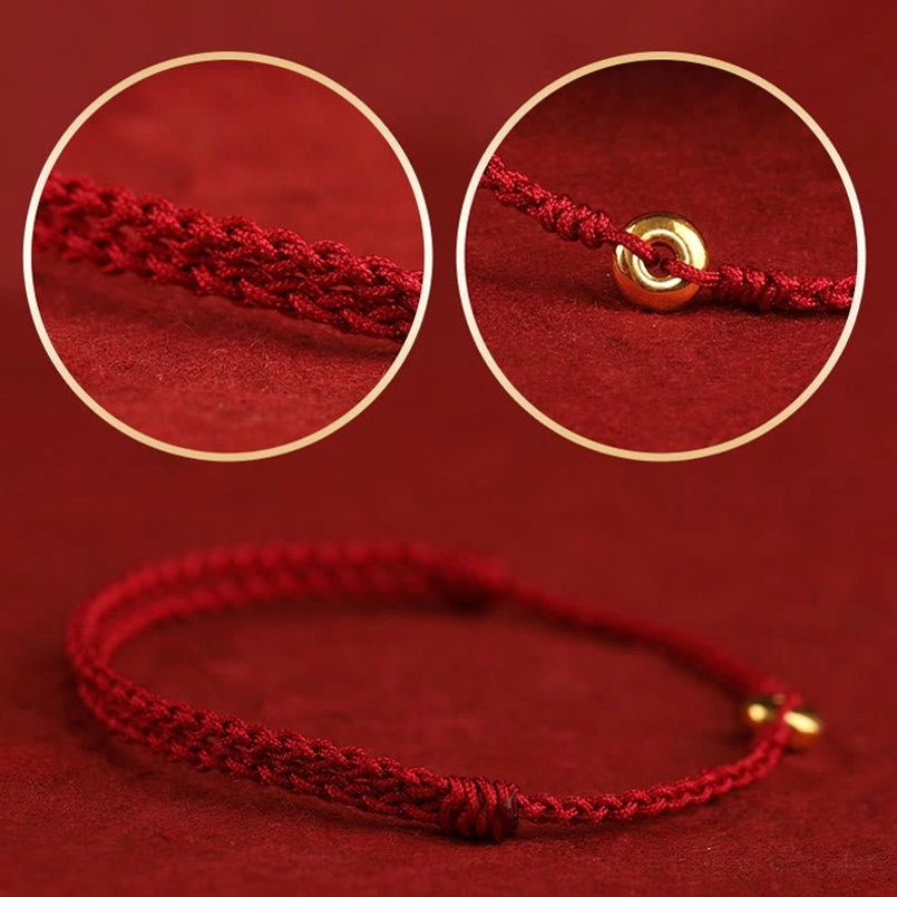 red string bracelet fortune charm 999 gold peace buckle gift packaging